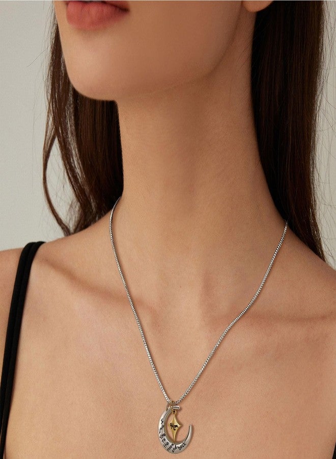 POWER WING Mom Necklaces for Women I Love You to The Moon and Back Moon⋆ Pendant Necklace Birthday Gifts for Mom Mothers Day Gifts for Women - Image 2